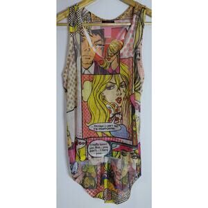 blush Graphic Print Tank Top Scoop Neck Sleeveless Women-See Measurements